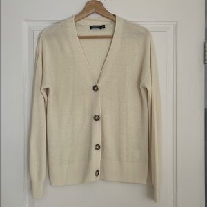Reitmans Cream V-Neck Cardigan Sweater with Ribbed Knit, XXS oversize